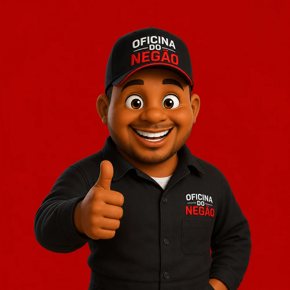 Mascote da Oficina do Negão fazendo sinal de positivo
